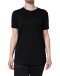 Women's Black Cotton Crew Neck Short Sleeve T-Shirt