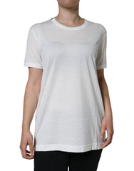 Women's White Cotton Crew Neck Short Sleeve T-Shirt
