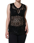 Women's Black Sequin Sleeveless Tank Blouse Top Polyester