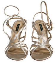 Women's Viscose Silk Strappy Stiletto Beige