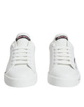 Women's White Pink Portofino Low Top Sneakers Shoes Calf Leather