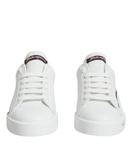 Women's White Pink Portofino Low Top Sneakers Shoes Calf Leather