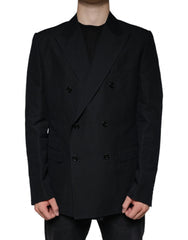 Men's Black Linen Double Breasted Dress Blazer Cotton