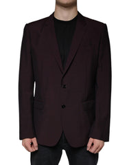 Men's Bordeaux Wool Single Breasted Dress Blazer Polyester Elastane