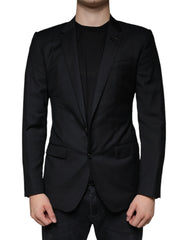 Men's Black Martini Bee Single Breasted Blazer Virgin Wool Clothing