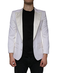 Men's Off White Wool Single Breasted Dress Blazer Virgin Silk