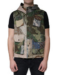 Men's Multicolor Patchwork Hooded Vest Jacket Clothing
