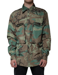 Men's Multicolor Camouflage Button Down Shirt Polyester Nylon