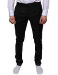 Men's Black Wool Skinny Dress Formal Pants Virgin