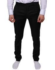 Men's Black Wool Skinny Dress Formal Pants Virgin