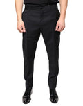 Black Wool Skinny Men Dress Pants Virgin
