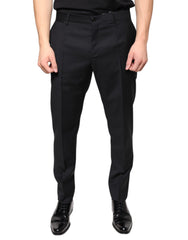 Black Wool Skinny Men Dress Pants Virgin