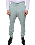 Men's Mint Green Cotton Dress Pants Elastane
