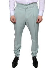Men's Mint Green Cotton Dress Pants Elastane