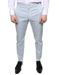 Men's Light Blue Cotton Dress Pants Elastane