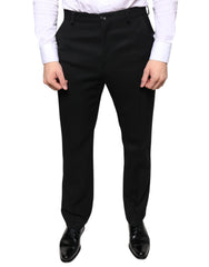 Black Wool Skinny Men Dress Pants Elastane