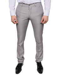 Men's Light Gray Wool Dress Pants Virgin Silk