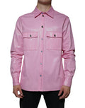 Men's Pink Cotton Collared Button Down Shirt