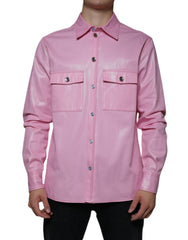 Men's Pink Cotton Collared Button Down Shirt
