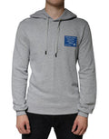 Men's Gray Cotton Logo Hooded Sweatshirt Sweater Clothing