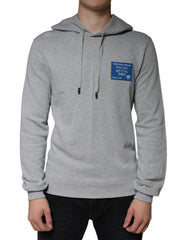 Men's Gray Cotton Logo Hooded Sweatshirt Sweater Clothing