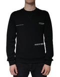 Men's Black Logo Print Crewneck Sweatshirt Sweater Cotton Polyester Clothing