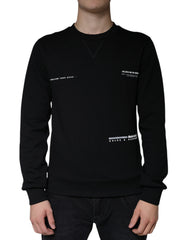 Men's Black Logo Print Crewneck Sweatshirt Sweater Cotton Polyester Clothing