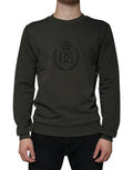 Men's Logo-Embroidered Crew Neck Sweatshirt Green Cotton Sweatshirts