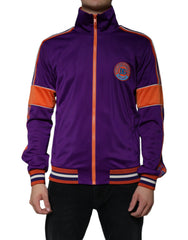 Men's Purple Polyester Full Zip Long Sleeve Sweater Clothing