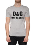 Men's Gray Logo Print Crewneck Short Sleeve T-Shirt Viscose Elastane