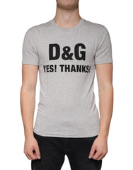 Men's Gray Logo Print Crewneck Short Sleeve T-Shirt Viscose Elastane