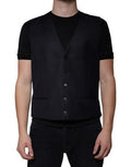 Men's Black Wool Waistcoat Dress Formal Vest Mohair