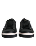 Black Leather Low Top Men Sneakers Shoes And White