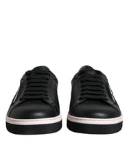 Black Leather Low Top Men Sneakers Shoes And White
