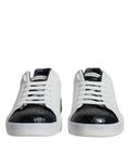 Men's White Leather Logo Portofino Sneaker Shoes Black And Calfskin Croc