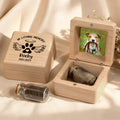Personalizado Angel Wings Foto Pet Fur Keepsake Botella Caja de madera magnética Set con nombre y año Pet Loss Memorial Gift for Pet Owners