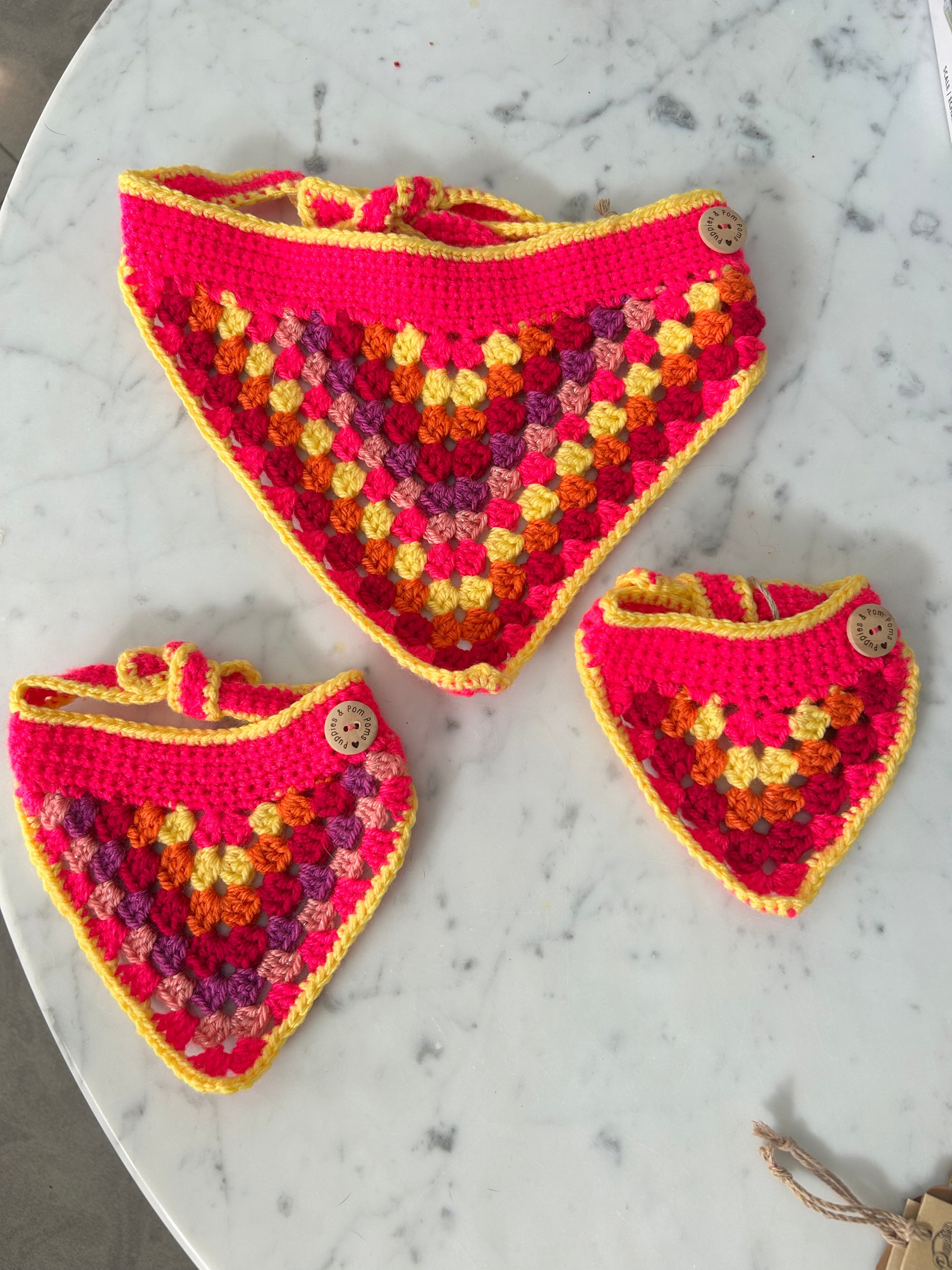 Crochet Dog Bandana - Hot Pink