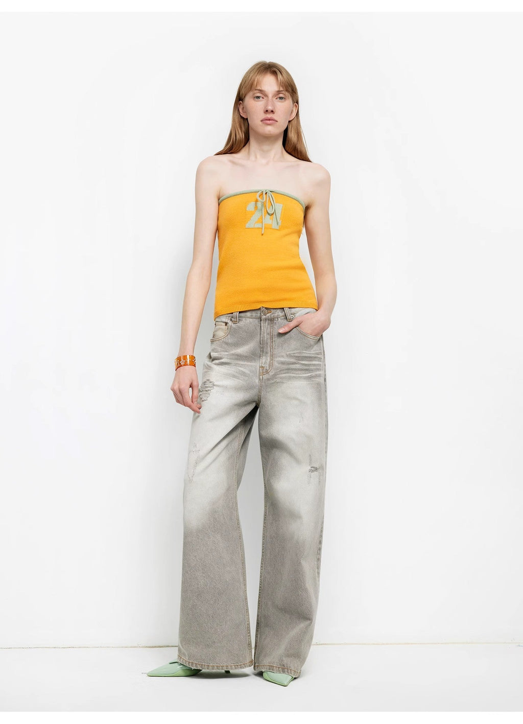 Adolescent Retro Street Style Heavy-Wash Low-Waist Straight-Leg Wide-Leg Versatile Light-Wash Jeans