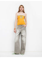 Adolescent Retro Street Style Heavy-Wash Low-Waist Straight-Leg Wide-Leg Versatile Light-Wash Jeans