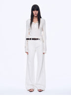 Minimal Message ethnic print modal knit henley collar tie long sleeve T-shirt top