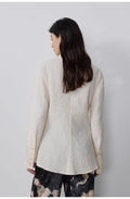 Art Bubble retro embossed bubble cotton satin stitching long-sleeved shirt