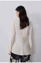 Art Bubble retro embossed bubble cotton satin stitching long-sleeved shirt