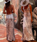 Criss Cross Open Back Tie Dye Maxi Dress