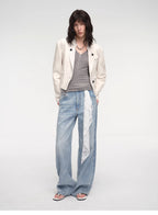 Roman Story Stand Collar Suit Sheepskin Leather Short Jacket