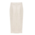 Vegan Leather Skirt in Midi | Ecru