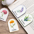 Personalizado Nacimiento Flor Marcapáginas magnético Clip con nombre Cumpleaños Aniversario Regalo para las mujeres amantes de los libros Ratones de biblioteca