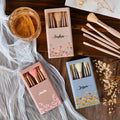 Acuarela Personalizada Nacimiento Flor Nombre 5 Pcs Makeup Brush Set con Caja de Almacenamiento de Viaje y Espejo Cumpleaños Aniversario Regalo para Mujeres Niñas