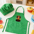 Set de Delantal de Chef con Bolsillo para Cocinar, Personalizado, Regalo de Cumpleaños para Niña de Color Negro.