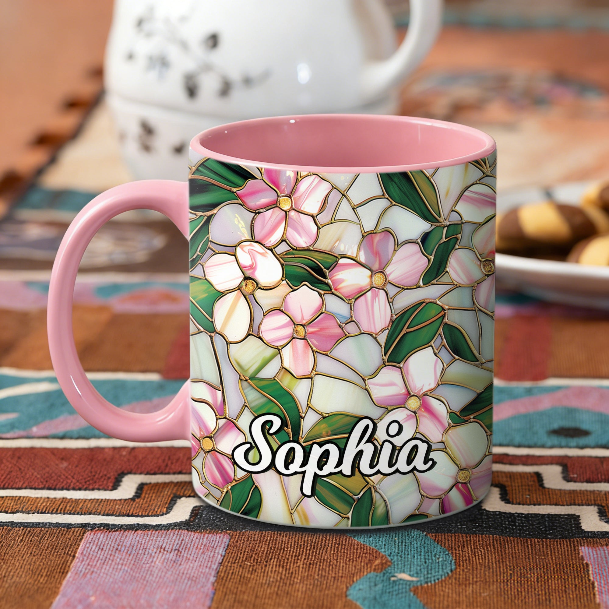 Taza de Café de Cerámica Personalizada con Diseño Floral y Nombre Uso Diario Día de la Madre Regalo de Cumpleaños para Mujer
