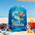 Personalizada Caricatura Buceo Carácter Inicial Bolsa de cordón con nombre Actividades al aire libre Playa Fiesta Cumpleaños Regalo para Niños Familia